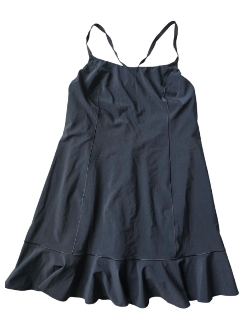 aerie Black Spaghetti-Strap Mini Dress with Flounce Hem